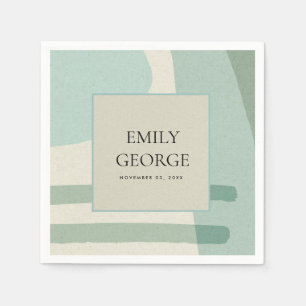 MODERN ABSTRACT SOFT AQUA BLUE ARTISTIC WEDDING NAPKIN