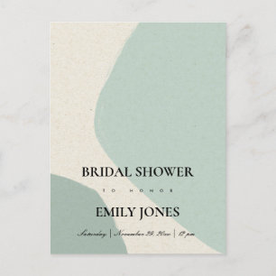 MODERN ABSTRACT SOFT AQUA BLUE BRIDAL SHOWER INVITATION POSTCARD
