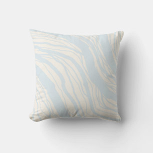 Modern Abstract Soft Blue Beige Stripes Cushion