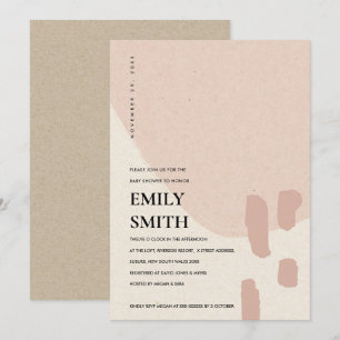 MODERN ABSTRACT SOFT BLUSH PINK BABY SHOWER INVITE