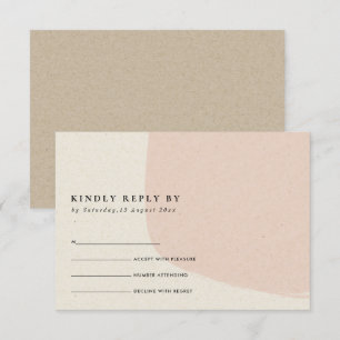 MODERN ABSTRACT SOFT BLUSH PINK KRAFT WEDDING RSVP ENCLOSURE CARD