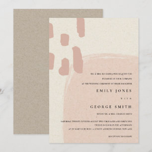 MODERN ABSTRACT SOFT PINK BLUSH WEDDING INVITE
