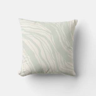 Modern Abstract Soft Sage Beige Stripes Cushion