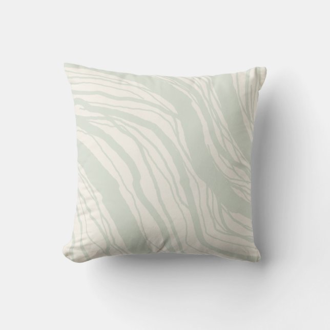 Modern Abstract Soft Sage Beige Stripes Cushion (Front)