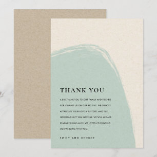 MODERN ABSTRACT SOFT SUBTLE  AQUA BLUE WEDDING THANK YOU CARD