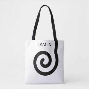 Modern Abstract Spiral on Black & White Tote Bag