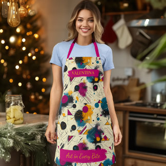 Modern Abstract Splash Apron with Custom Name