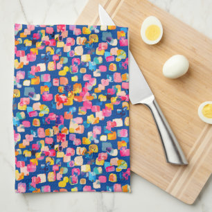 Modern Abstract Square Pattern Tea Towel