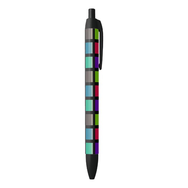 Modern Abstract Squares Pattern Black Ink Pen (Bottom (Vertical))