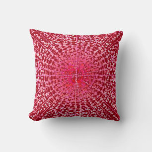 Modern Abstract Starburst, Burgundy and Pink Cushion