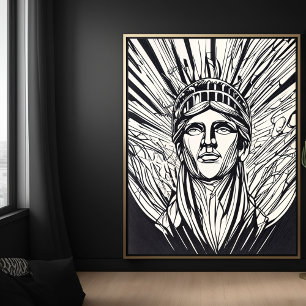 Modern Abstract Statue of Liberty Line Art Poster