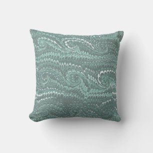 Modern Abstract Steel Blue Swirls Marble Pattern Cushion