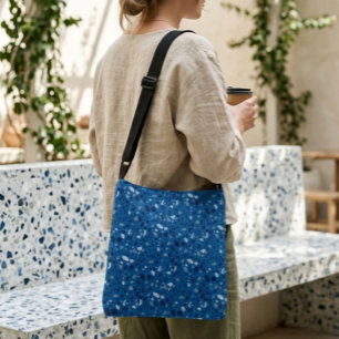 Modern Abstract Stone Blue Terrazzo Pattern  Crossbody Bag