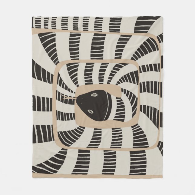 Modern Abstract Striped Snake Neutral Colours  Fleece Blanket (Front)
