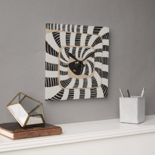 Modern Abstract Striped Snake Snake Lovers Square Wall Clock