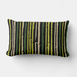 Modern Abstract Stripes Black Lumbar Cushion