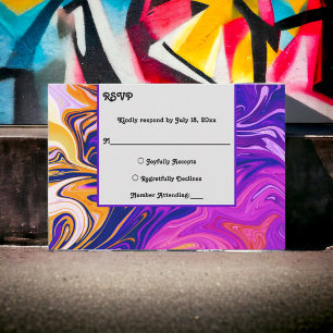 Modern Abstract Stylish Galaxy Wavy Chic Wedding RSVP Card