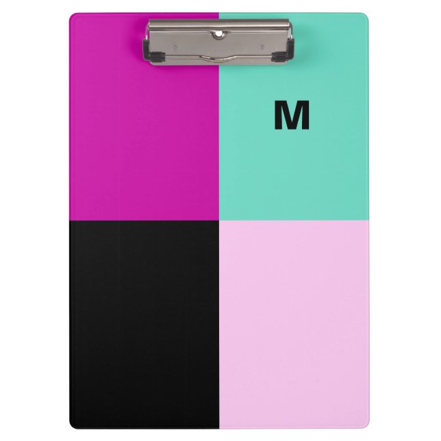 Modern Abstract Stylish Monogram Colour Block Clipboard (Front)
