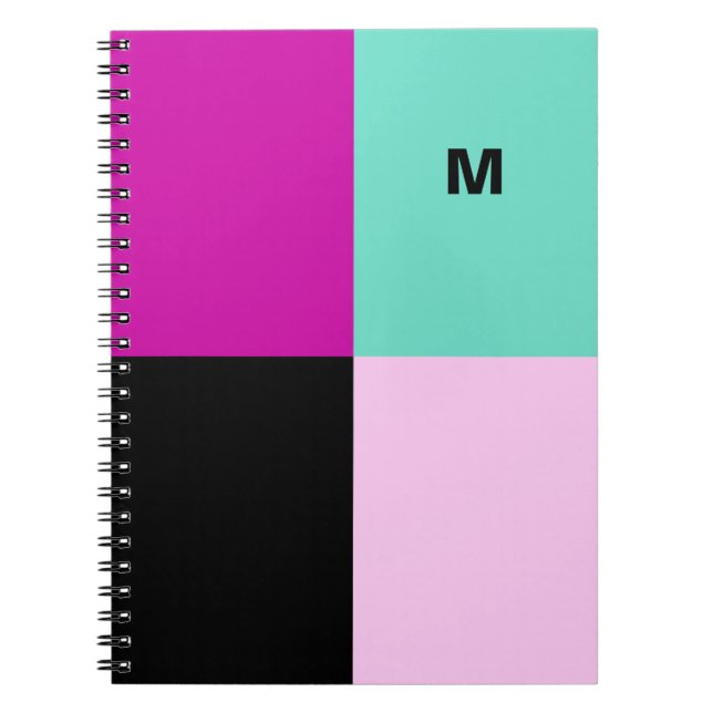 Modern Abstract Stylish Monogram Colour Block Notebook (Front)