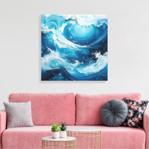 Modern Abstract Swirl in Ocean Blue Waves colour