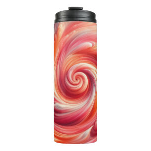 Modern Abstract Swirling Pink and Salmon  Thermal Tumbler