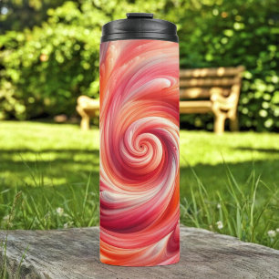 Modern Abstract Swirling Pink and Salmon  Thermal Tumbler