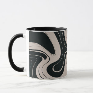 Modern Abstract Teal and Black Swirl Pattern Mug