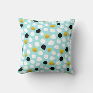 "Modern Abstract Teal and Mustard Decorative Pillo Cushion