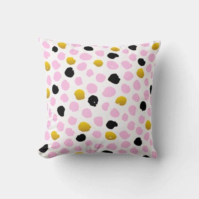 "Modern Abstract Teal and Mustard Decorative Pillo Cushion (Front)
