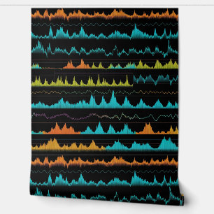 Modern Abstract  Teal and Orange Wave Pattern Wallpaper