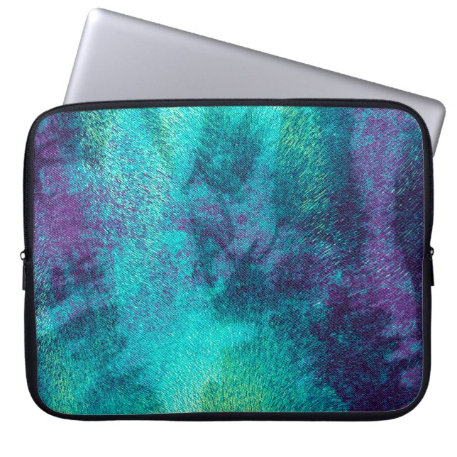 Modern Abstract Teal and Purple Laptop Case (Front)
