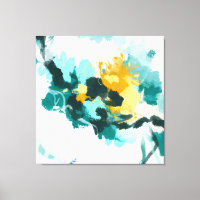 Modern Abstract Teal and Yellow Painted Design