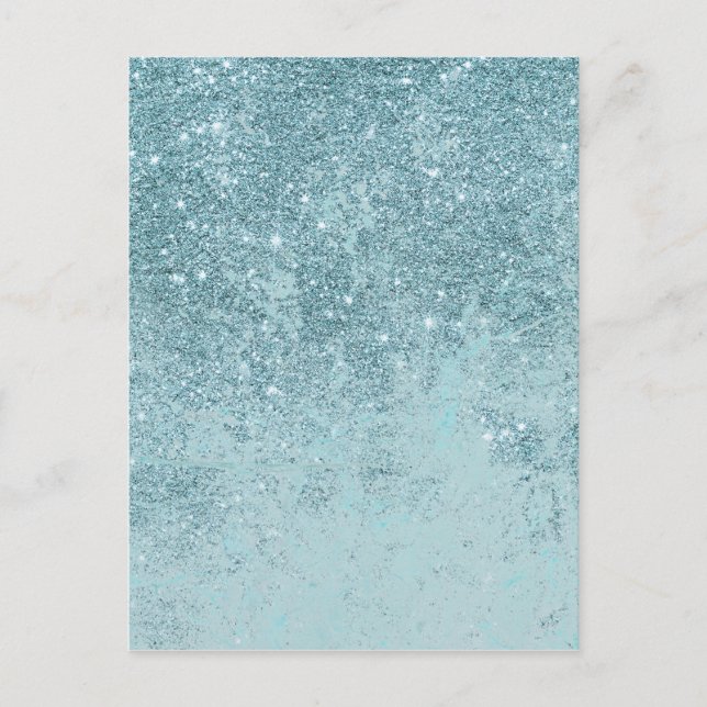 Modern abstract teal glitter blush tones marble postcard (Front)
