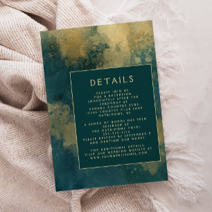 Modern Abstract Teal Gold Wedding Details Enclosure Card