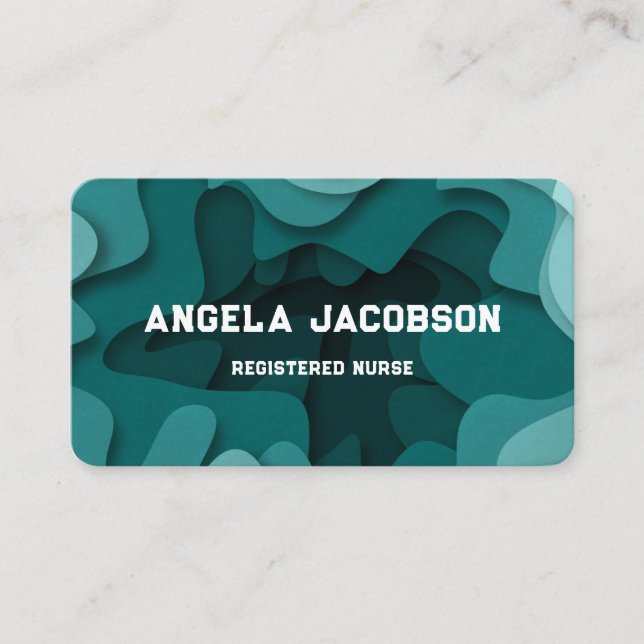 Modern Abstract Teal Registered Nurse Business Card (Front)
