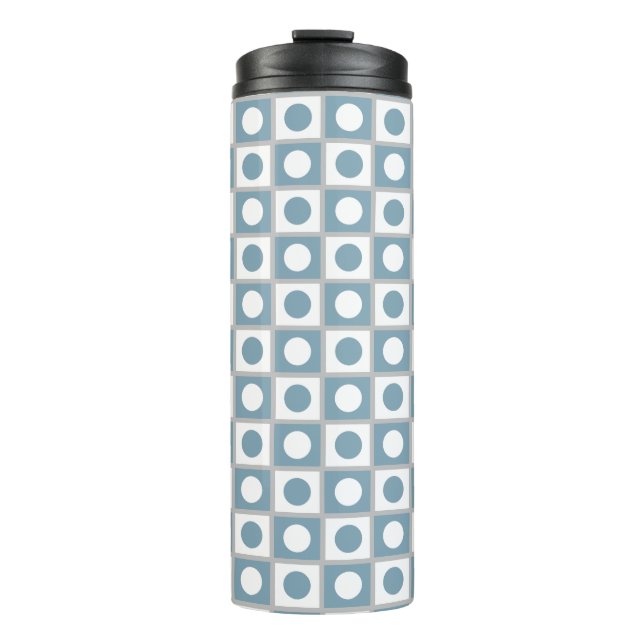 Modern Abstract Teal & White Thermal Tumbler (Front)