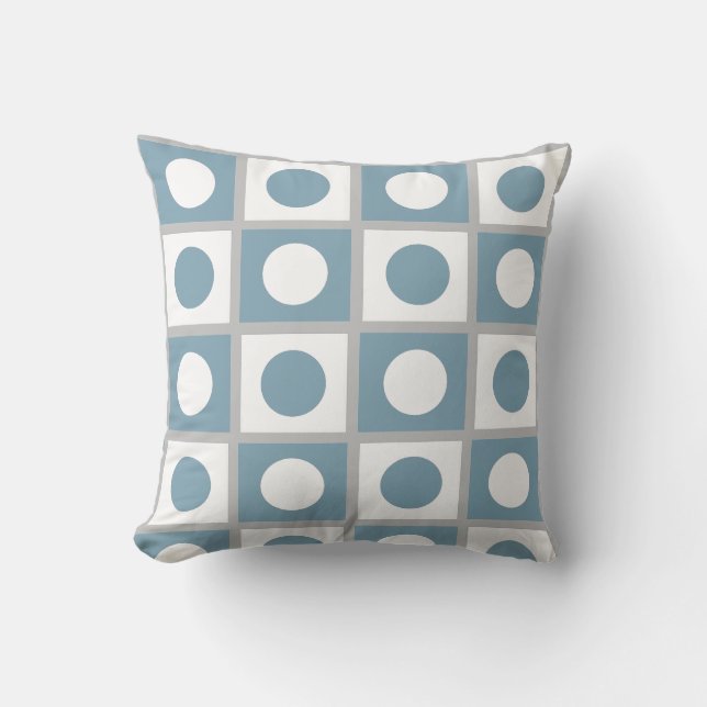 Modern Abstract Teal & White Throw Pillow (Front)