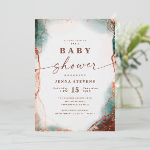 Modern Abstract Terra Cotta Baby Shower Invitation