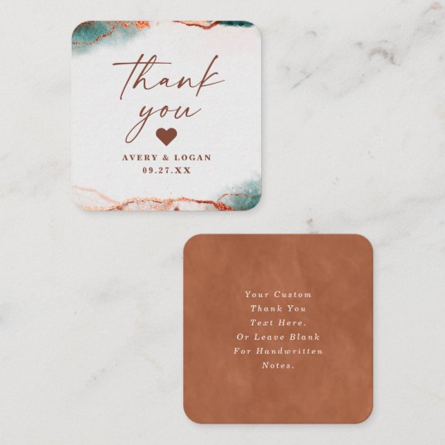 Modern Abstract Terra Cotta Fall Wedding Thank You Card (Front/Back)