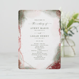 Modern Abstract Terra Rosa Pink Wedding Ceremony Programme