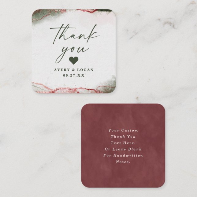 Modern Abstract Terra Rosa Pink Wedding Thank You Card (Front/Back)