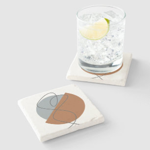Modern Abstract Terracotta and Grey - Dancer Stone Coaster