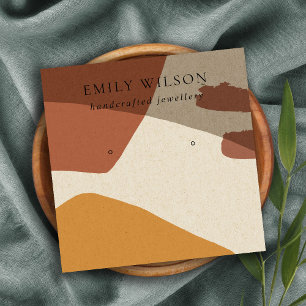 MODERN ABSTRACT TERRACOTTA RED ART EARRING DISPLAY SQUARE BUSINESS CARD