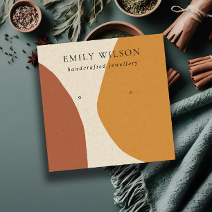 MODERN ABSTRACT TERRACOTTA RED ART EARRING DISPLAY SQUARE BUSINESS CARD