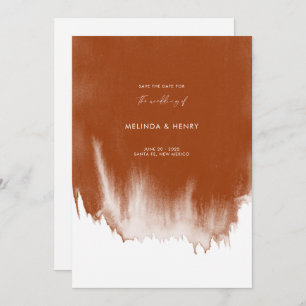 Modern Abstract Terracotta Watercolor Wedding Save The Date