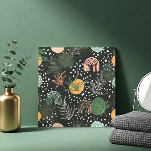 Modern Abstract Terrazzo & Botanical Collage Tile
