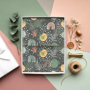 Modern Abstract Terrazzo & Botanical Collage  Tissue Paper