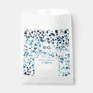 Modern Abstract Terrazzo Mosaic Blue Wedding  Favour Bags