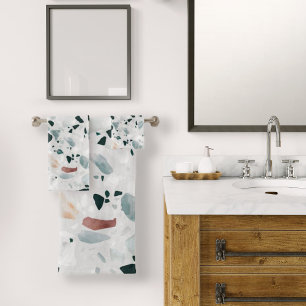 Modern Abstract Terrazzo Pattern Bath Towel Set