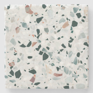Modern Abstract Terrazzo Pattern Stone Coaster